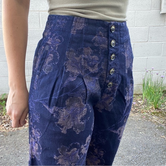 NWT Pilcro & Letterpress Floral Wide Leg Pants - Picture 6 of 10